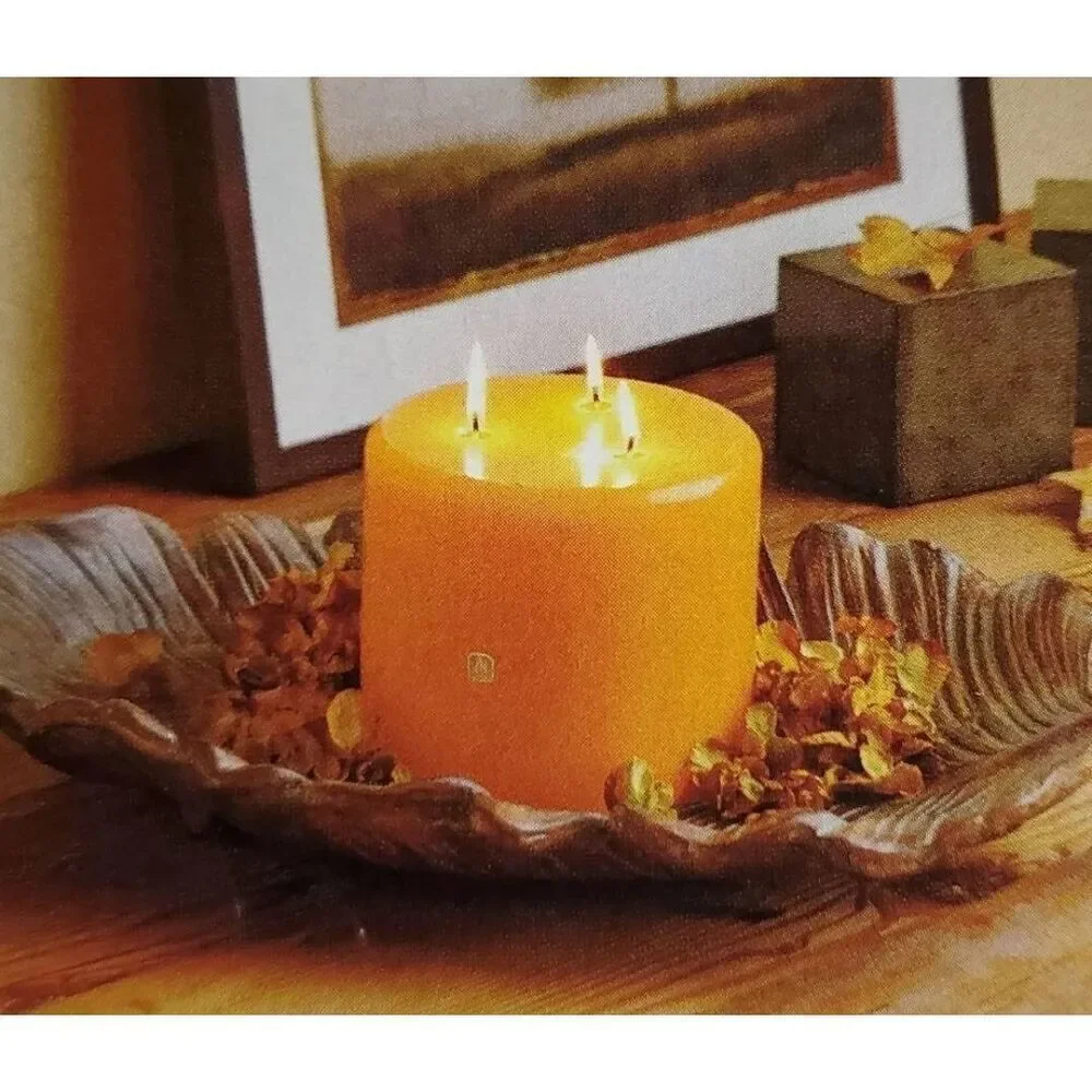 🩵NIB Partylite Brown Leaf Sculpted Pillar Candle Garden Centerpiece - Picture 8 of 15